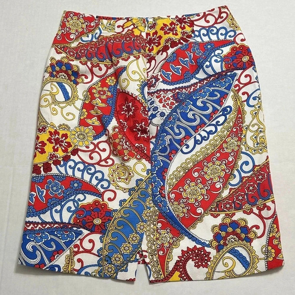 Talbots Mini Paisley Pencil Skirt Colorful Womens Size 2 Petite Office Work - Picture 2 of 7